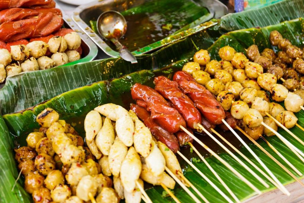 Thailand style grilled food on street